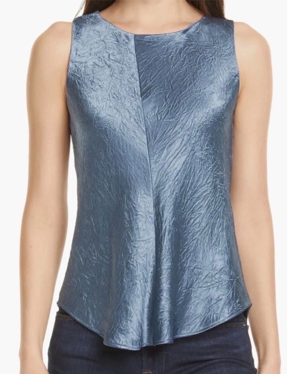 Vince Bias Crinkle Satin Top